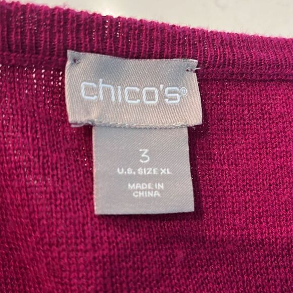 Chico's cranberry Colored V-neck LS Sweater - Picture 7 of 7